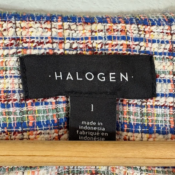 Halogen Tweed Blazer Size L Multicolor Four Pocket Button Front Business Casual - Picture 6 of 10